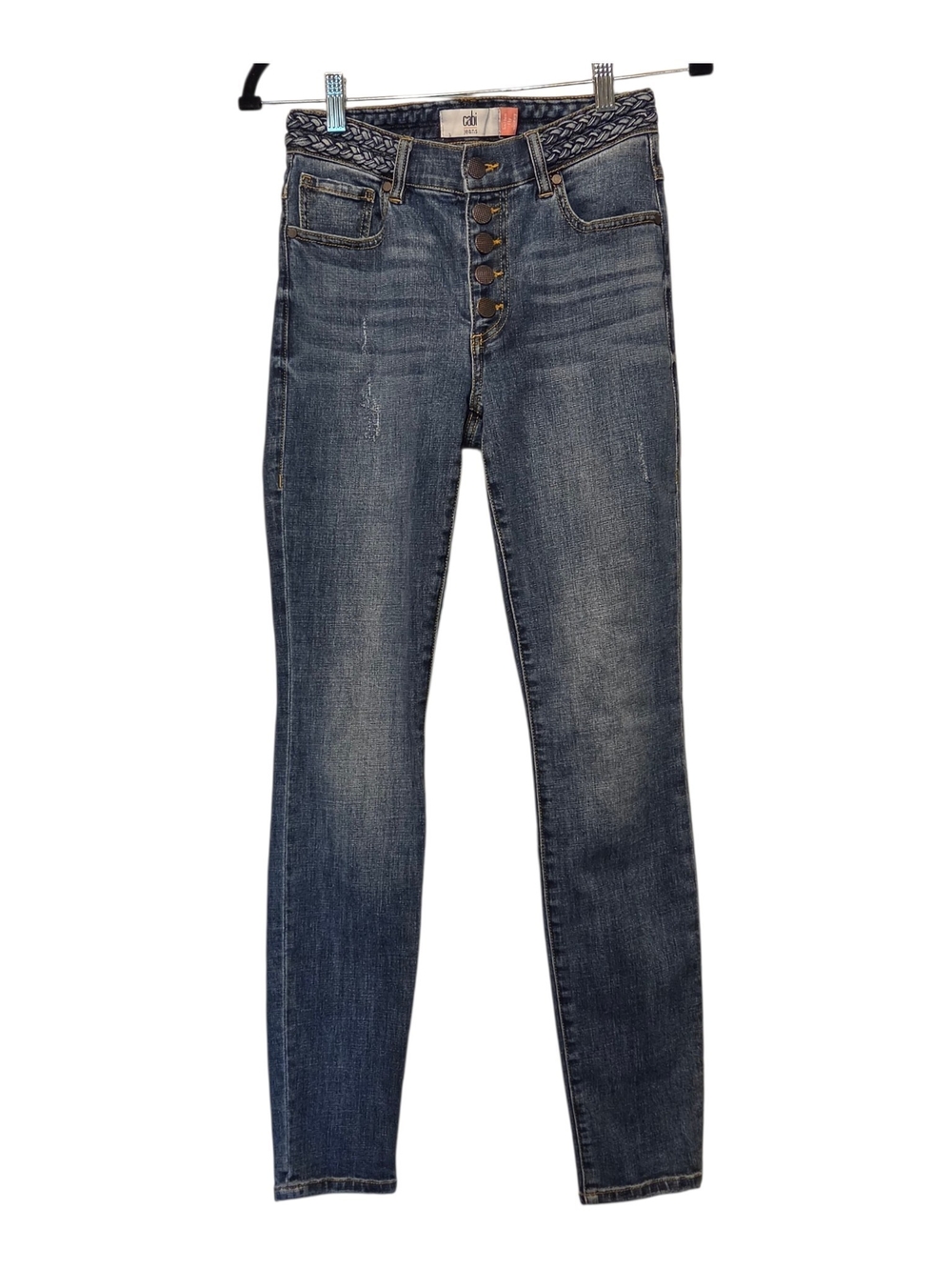 CAbi Dark Blue High-Rise Skinny Jeans with Button Fly